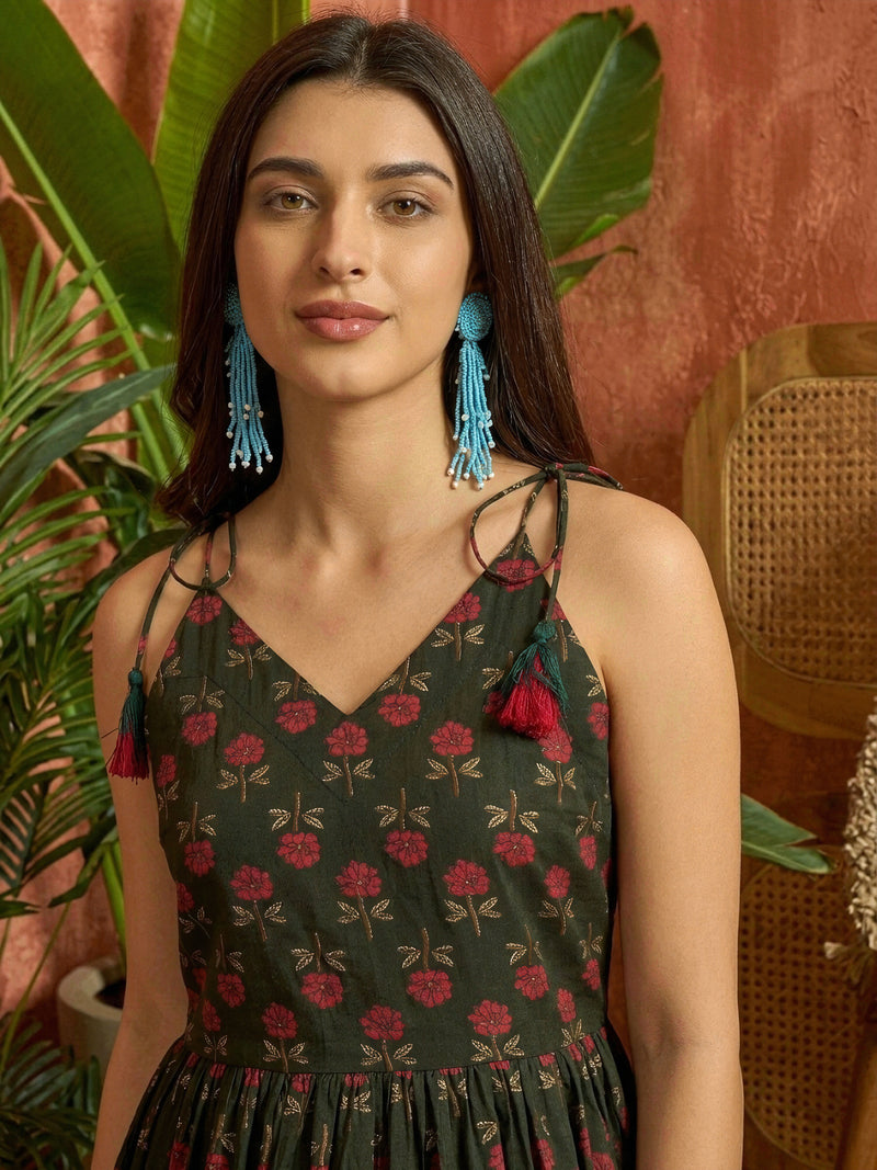 Stylum Women's Green Floral Printed Cotton Empire Top (TOPGREENBRAT)