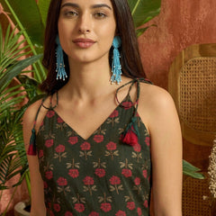 Stylum Women's Green Floral Printed Cotton Empire Top (TOPGREENBRAT)
