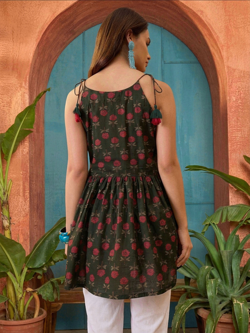 Stylum Women's Green Floral Printed Cotton Empire Top (TOPGREENBRAT)