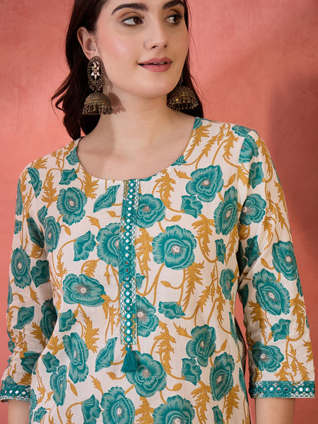 Stylum Women's Green Floral Printed Cotton Top (TOPGREENJEBA)