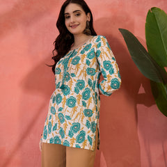 Stylum Women's Green Floral Printed Cotton Top (TOPGREENJEBA)