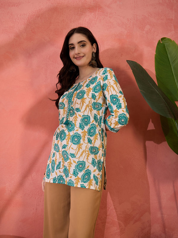Stylum Women's Green Floral Printed Cotton Top (TOPGREENJEBA)