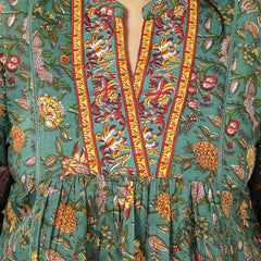 Stylum Women's Plus Size Green Floral Printed Cotton Empire Top (TOPGREENRAAGIPLUS)