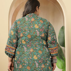 Stylum Women's Plus Size Green Floral Printed Cotton Empire Top (TOPGREENRAAGIPLUS)