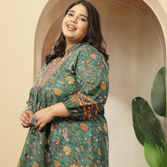 Stylum Women's Plus Size Green Floral Printed Cotton Empire Top (TOPGREENRAAGIPLUS)