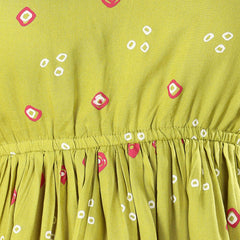 Stylum Women's Green Bandhej Printed Rayon Short Peplum Top (TOPGREENROKA)