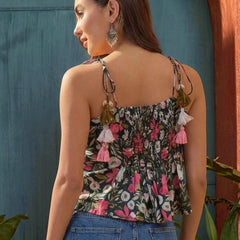 Stylum Women's Green Floral Printed Cotton Peplum Top (TOPGREENSIZZLING)