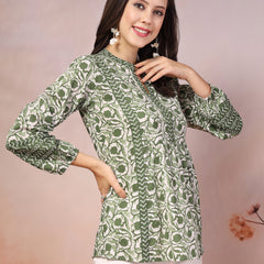 Stylum Women's Floral Printed Cotton Top (TOPGREENVENUS)