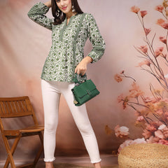 Stylum Women's Floral Printed Cotton Top (TOPGREENVENUS)