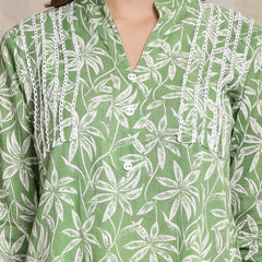 Stylum Women's Tropical Printed Cotton Empire Top (TOPGREENZILL)