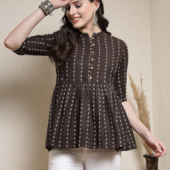 Stylum Women's Woven Design Cotton Blend Peplum Top (TOPPHILIP)