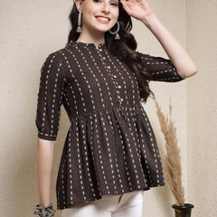 Stylum Women's Woven Design Cotton Blend Peplum Top (TOPPHILIP)
