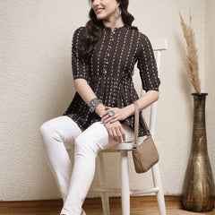Stylum Women's Woven Design Cotton Blend Peplum Top (TOPPHILIP)