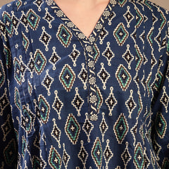 Stylum Women's Blue Ethnic Printed Cotton Empire Top (TOPINDIGOERUM)