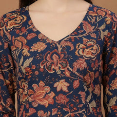 Stylum Women's Indigo Floral Printed Cotton Straight Top (TOPINDIGOKRISH)
