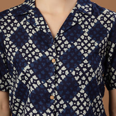 Stylum Women's Indigo Dabu Printed Cotton Crop Top (TOPINDIGOTRUNK)