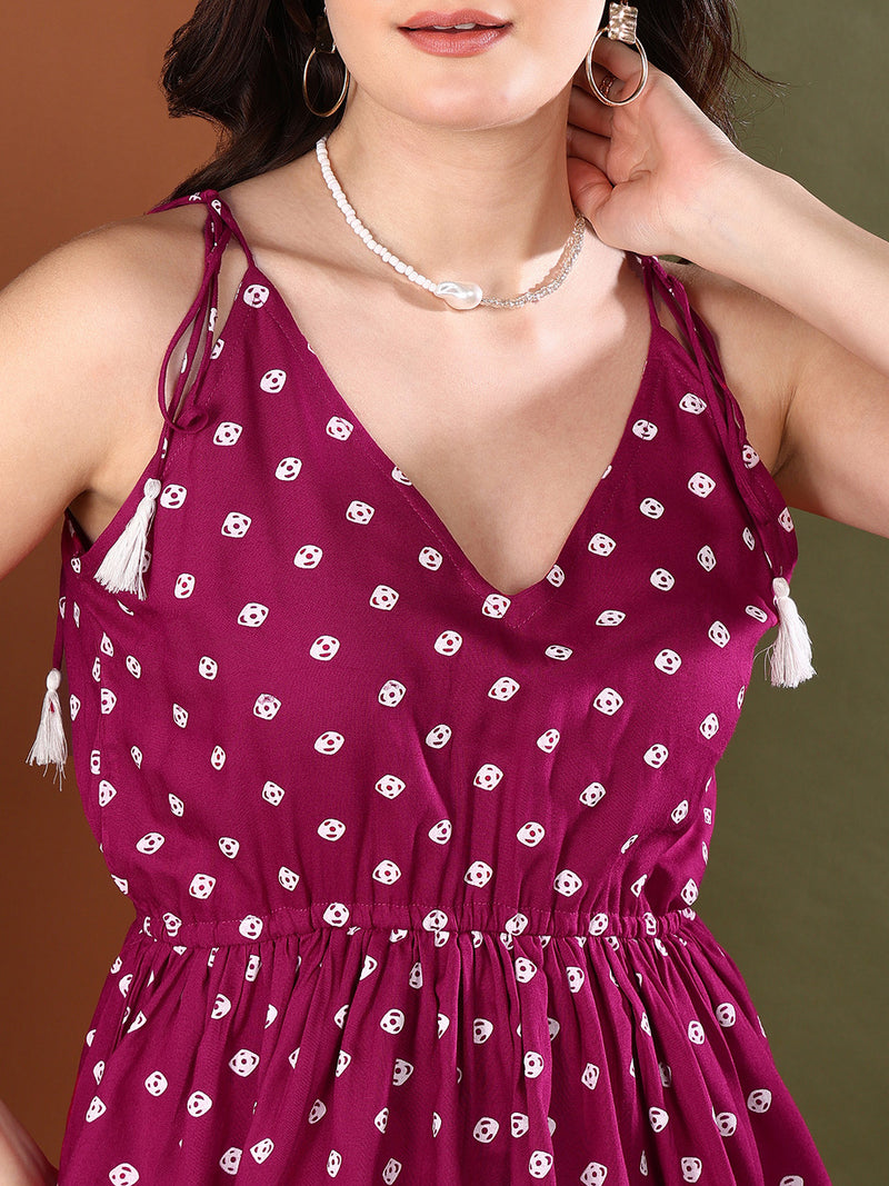 Stylum Women's Pink Bandhej Printed Rayon Short Peplum Top (TOPLAKME)