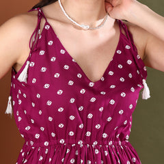 Stylum Women's Pink Bandhej Printed Rayon Short Peplum Top (TOPLAKME)