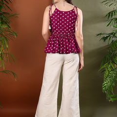 Stylum Women's Pink Bandhej Printed Rayon Short Peplum Top (TOPLAKME)