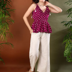 Stylum Women's Pink Bandhej Printed Rayon Short Peplum Top (TOPLAKME)