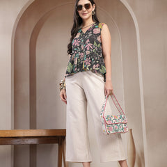 Stylum Women's Black Floral Printed Katha Cotton Peplum Tops (TOPMULTIMUMBA)