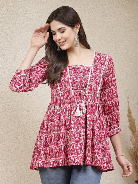 Stylum Women's Floral Printed Rayon Peplum Top (TOPMUMTAZ)