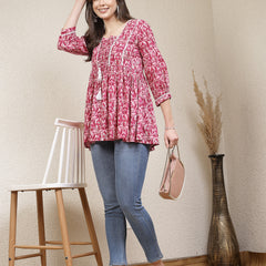 Stylum Women's Floral Printed Rayon Peplum Top (TOPMUMTAZ)