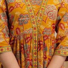 Stylum Women's Mustard Floral Printed Cotton Peplum Top (TOPMUSTARDNOVA)