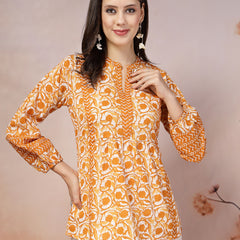 Stylum Women's Floral Printed Cotton Top (TOPMUSTARDVENUS)