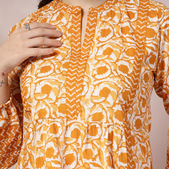 Stylum Women's Floral Printed Cotton Top (TOPMUSTARDVENUS)