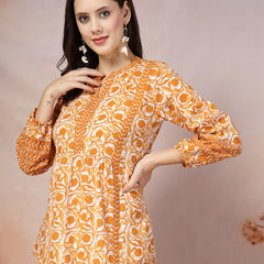 Stylum Women's Floral Printed Cotton Top (TOPMUSTARDVENUS)