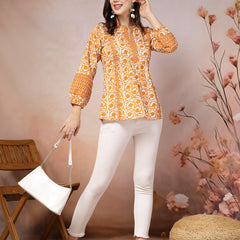 Stylum Women's Floral Printed Cotton Top (TOPMUSTARDVENUS)