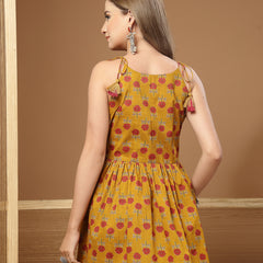 Stylum Women's Mustard Floral Printed Cotton Empire Top (TOPMUSTBRAT)