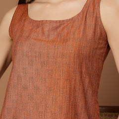 Stylum Women's Orange Woven Design Cotton Straight Top (TOPORANGEZUDIO)