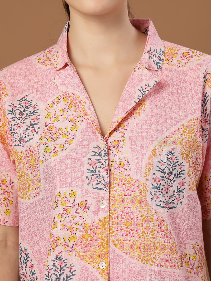 Stylum Women's Pink Buti Printed Cotton Crop Top (TOPPINKCOCO)