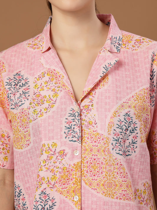 Stylum Women's Pink Buti Printed Cotton Crop Top (TOPPINKCOCO)