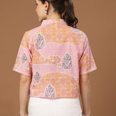 Stylum Women's Pink Buti Printed Cotton Crop Top (TOPPINKCOCO)