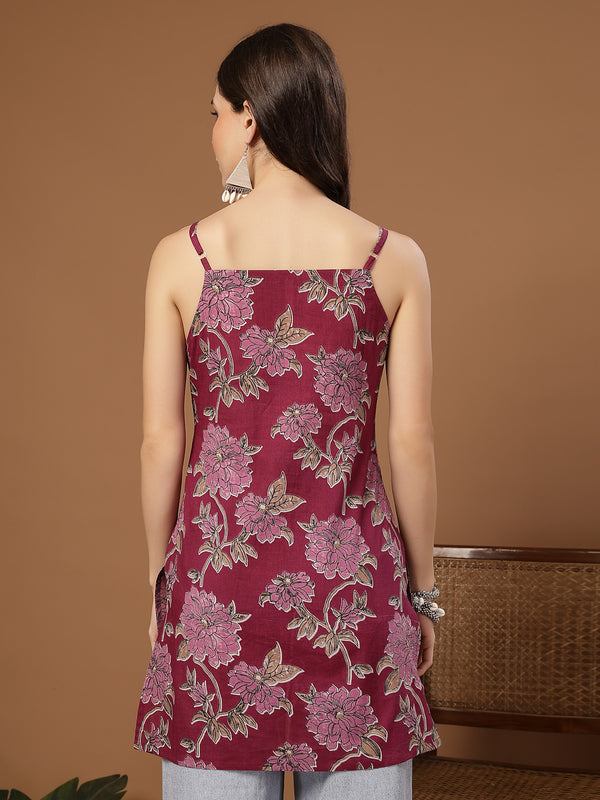 Stylum Women's Pink Floral Printed Cotton Straight Top (TOPPINKCRINGE)