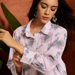 Stylum Women's Pink Floral Printed Cotton Shirt (TOPPINKJAYKA)