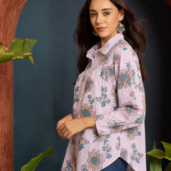 Stylum Women's Pink Floral Printed Cotton Shirt (TOPPINKJAYKA)