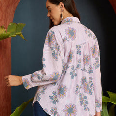 Stylum Women's Pink Floral Printed Cotton Shirt (TOPPINKJAYKA)