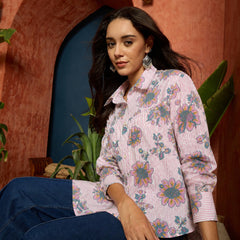 Stylum Women's Pink Floral Printed Cotton Shirt (TOPPINKJAYKA)
