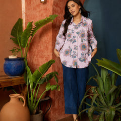 Stylum Women's Pink Floral Printed Cotton Shirt (TOPPINKJAYKA)
