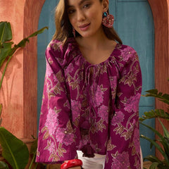 Stylum Women's Pink Floral Printed Cotton Short Top (TOPPINKKAJRA)
