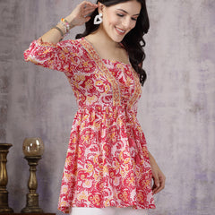Stylum Women's Floral Printed Cotton Peplum Top (TOPPINKPLASAMA)