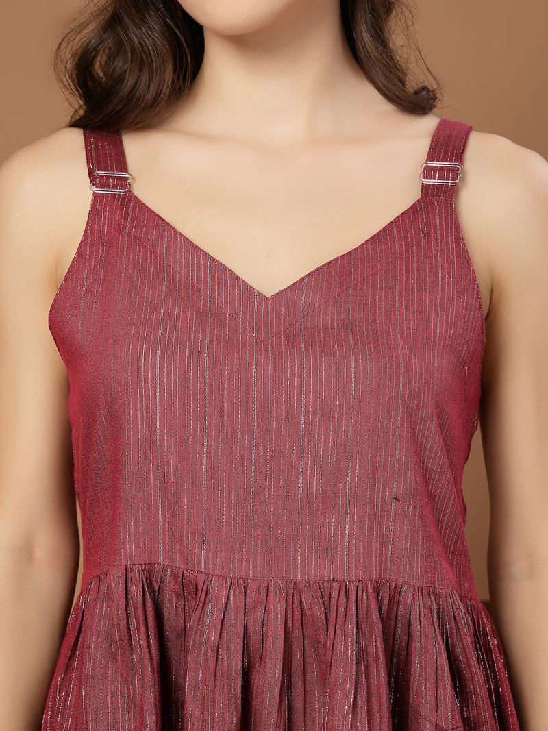 Stylum Women's Pink Woven Design Shimmer Lurex Cotton Empire Top (TOPPINKPOPPINS)