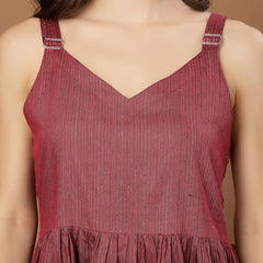 Stylum Women's Pink Woven Design Shimmer Lurex Cotton Empire Top (TOPPINKPOPPINS)