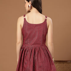 Stylum Women's Pink Woven Design Shimmer Lurex Cotton Empire Top (TOPPINKPOPPINS)