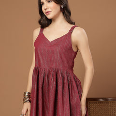 Stylum Women's Pink Woven Design Shimmer Lurex Cotton Empire Top (TOPPINKPOPPINS)