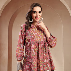 Stylum Women's Pink Floral Printed Cotton Empire Top (TOPPINKRAAGI)